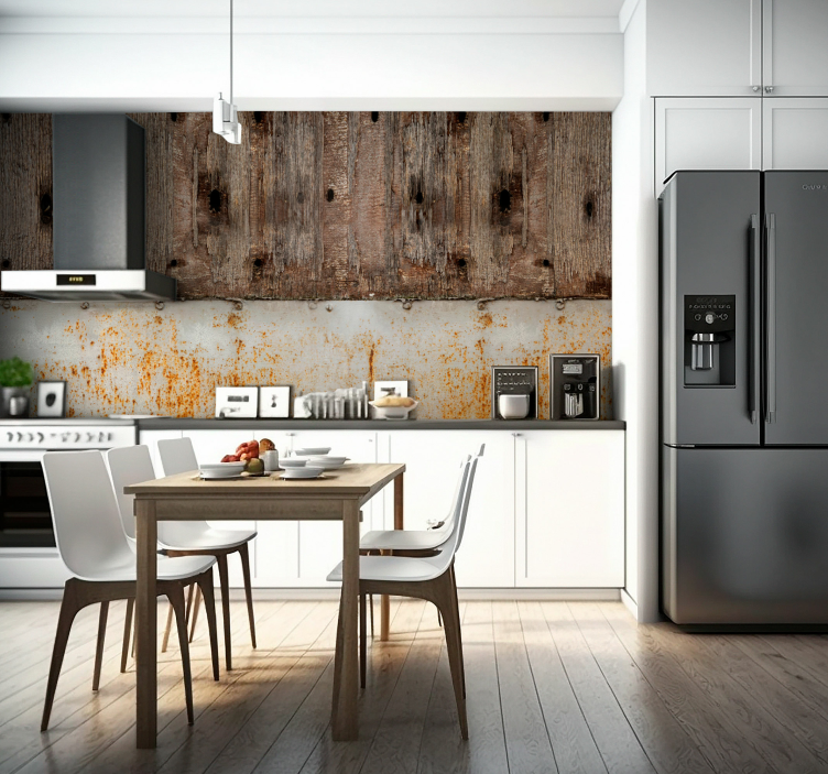 Metaal en houtafval Fotobehang - TenStickers