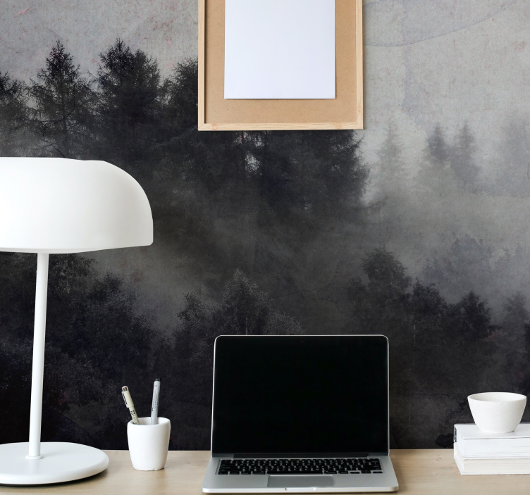 Mistige mistige atmosfeer foto behang bos - TenStickers