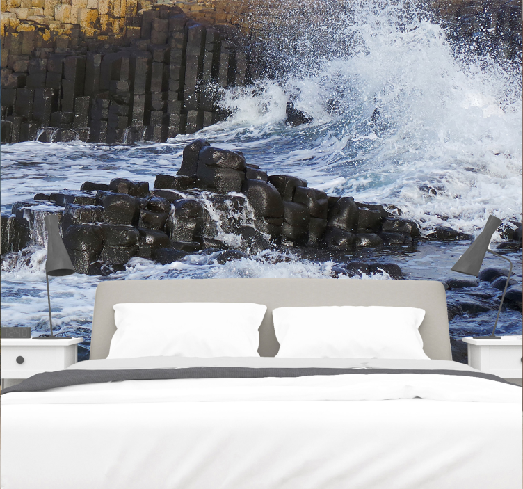 Oceanische basaltkolommen fotobehang zee - TenStickers