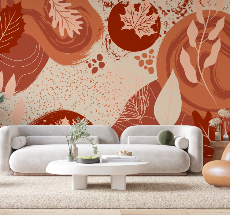 Planten en bloemen terracotta fototapet - TenStickers