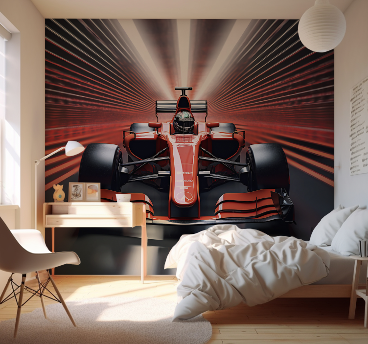 Rode formule 1 Fotobehang tienerkamer - TenStickers