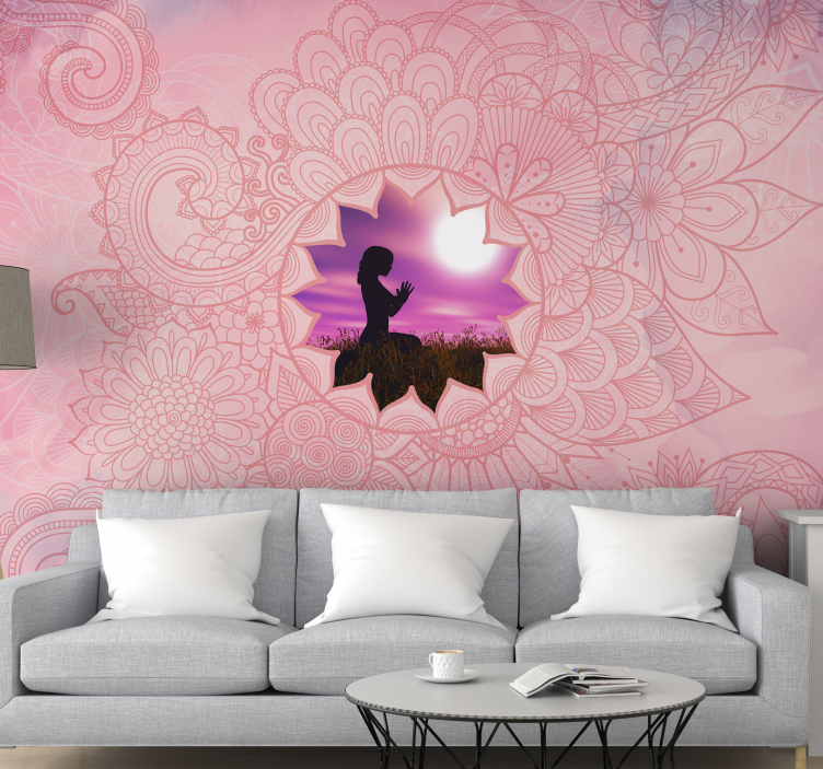 Pink mandala zen fotobehang - TenStickers