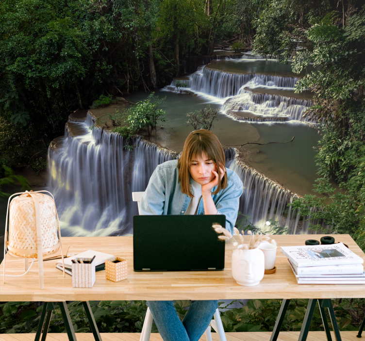 Rustige waterval retraite fotobehang natuur - TenStickers