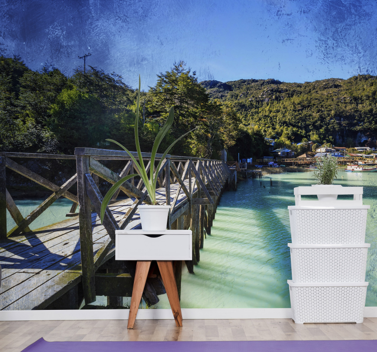 Schilderachtig kustpad fototapet landschap - TenStickers