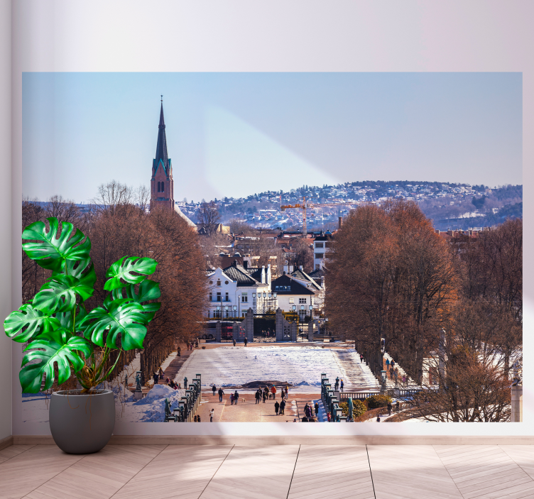 Schilderachtige stadsstraat fotobehang stad - TenStickers