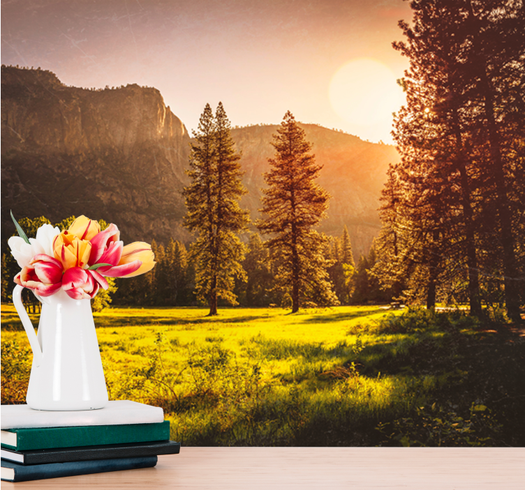 Serene berg zonsondergang fototapet landschap - TenStickers
