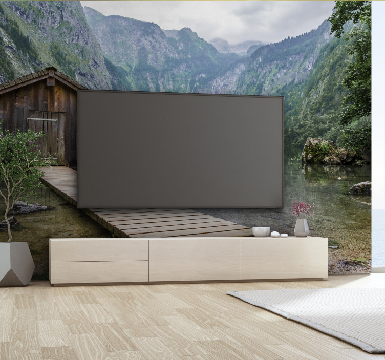 Serene meer landschap fotobehang natuur - TenStickers