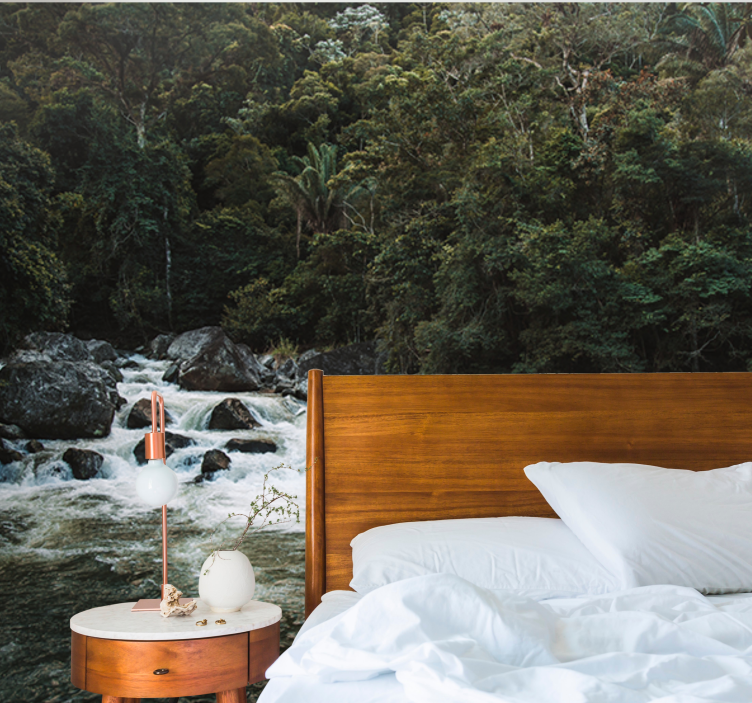 Serene rivierscène fotobehang natuur - TenStickers