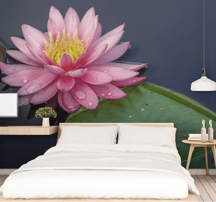Serene roze loto fotobehang bloemen - TenStickers