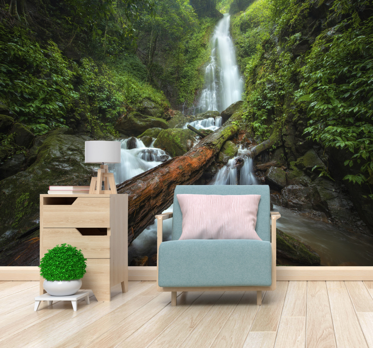 Serene watervalcascade foto behang waterval - TenStickers