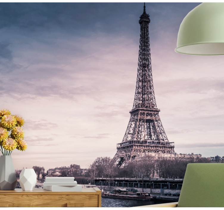 Silhouet van de eiffeltoren fotobehang Parijs - TenStickers