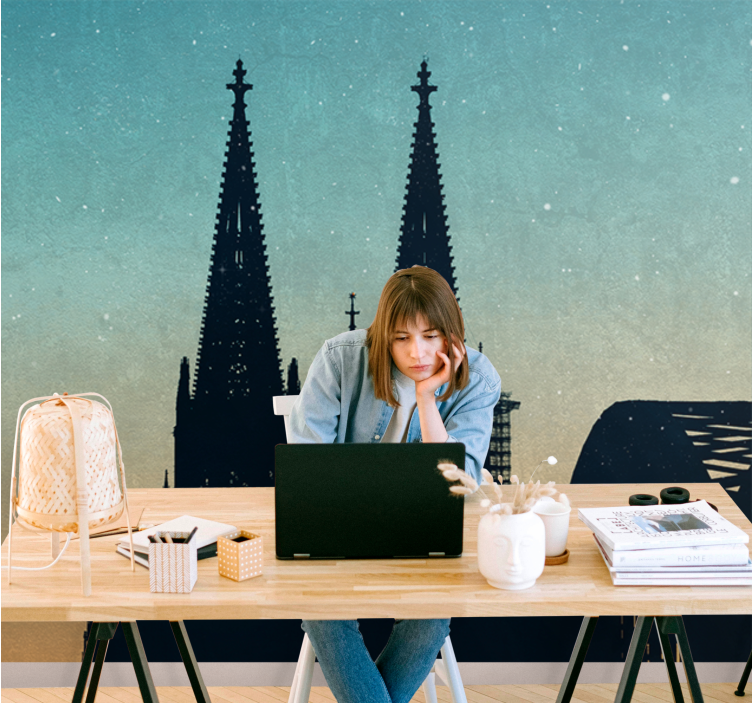 Silhouet van kathedraaltorens fotobehang stad - TenStickers