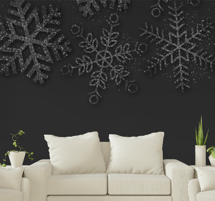 Sneeuwvlokken in de winter fotobehang kerst - TenStickers
