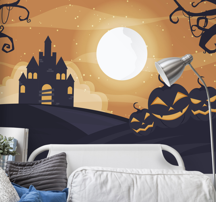 Spookkasteelnacht fotobehang halloween - TenStickers