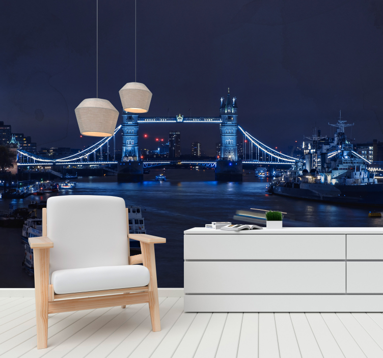 Torenbrug nachtzicht london fotobehang - TenStickers