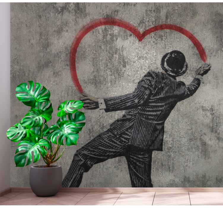 Fotobehang street art Banksy hart graffity - TenStickers