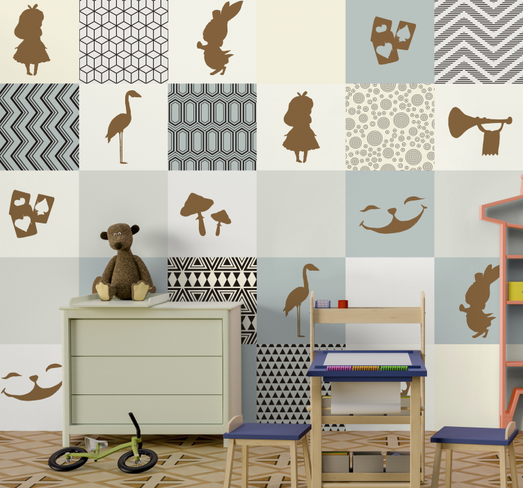 Verhaal silhouet collage fotobehang kinderkamer - TenStickers