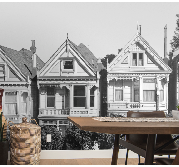 Victoriaanse huizenrij fotobehang stad - TenStickers