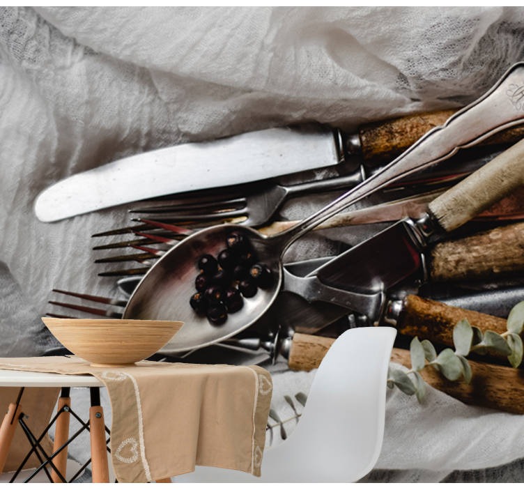 Vintage gebruiksvoorwerpen ensemble fotobehang keuken - TenStickers