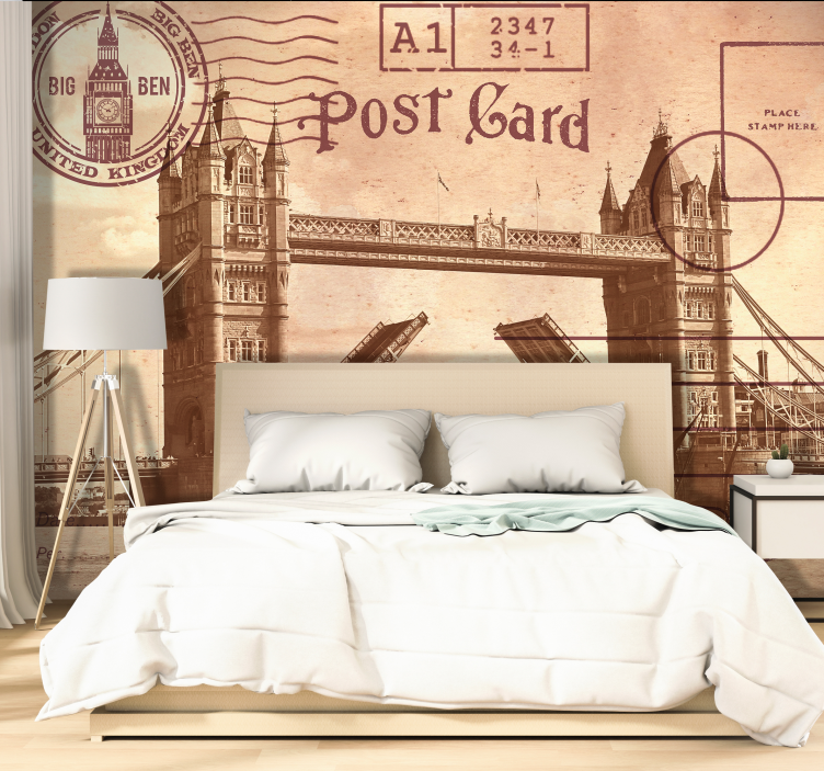 Vintage londen briefkaart london fotobehang - TenStickers