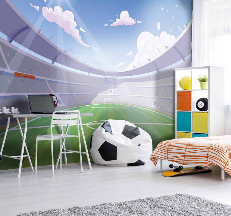 Voetbalveld Fotobehang kinderkamer - TenStickers