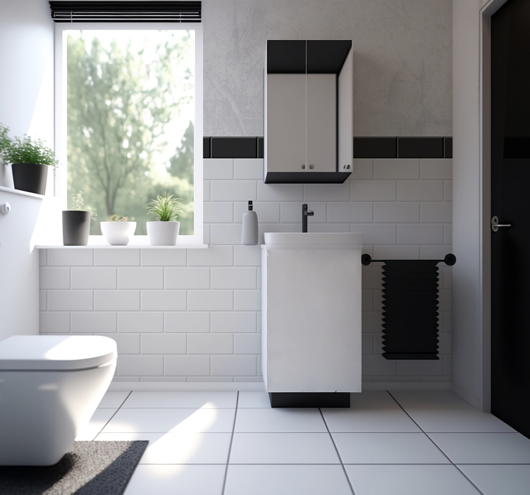 Witte tegels fotobehang voor badkamer - TenStickers