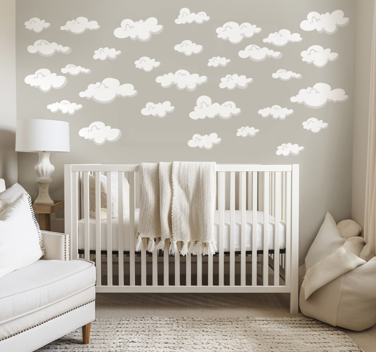Wolken patroon foto behang babykamer - TenStickers
