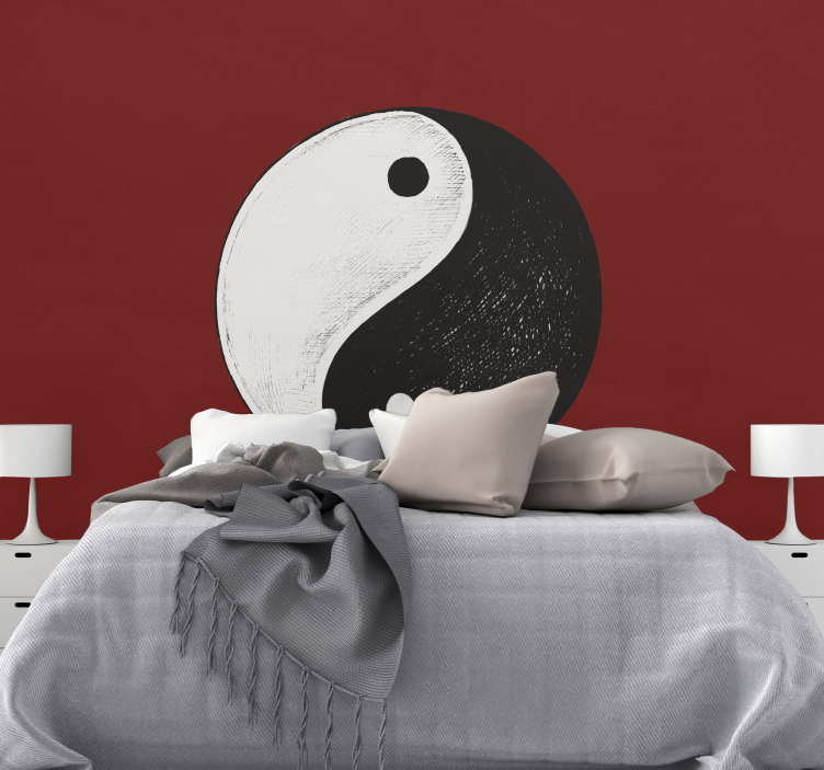 Yin yang-symbool fotobehang hoofd slaapkamer - TenStickers