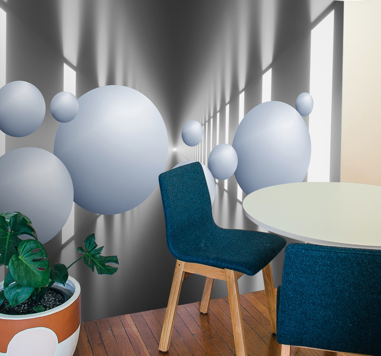Zwevende bollen arrangement fotobehang 3d - TenStickers