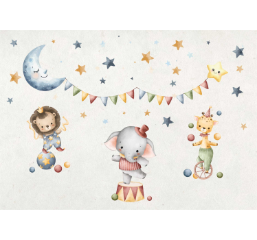 Dromerig circus foto behang babykamer - TenStickers