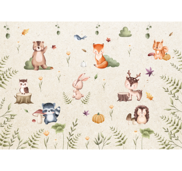 Sprookjesachtige dieren foto behang babykamer - TenStickers