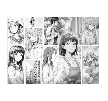 Zwart-witte manga fotobehang tienerkamer - TenStickers
