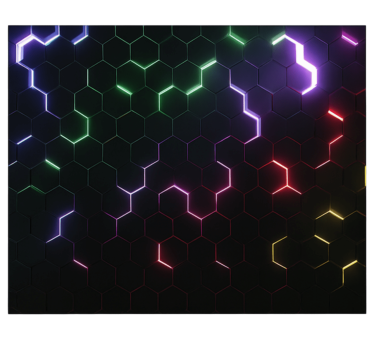 Neon 3d-zeshoeken fotobehang tienerkamer - TenStickers