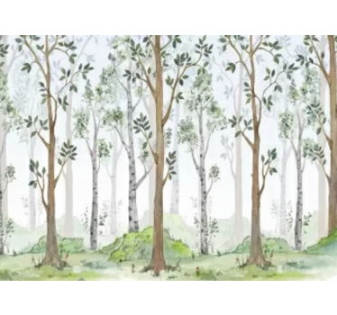 Behang bos minimalistische botanische kenmerk - TenStickers