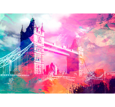 Kleurrijk brugsilhouet london fotobehang - TenStickers