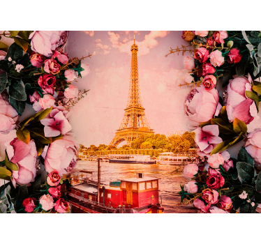 Fotobehang Paris Eiffeltoren met bloemen - TenStickers