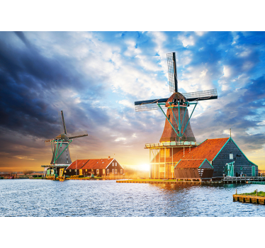 Landschap met windmolens fotobehang behang - TenStickers