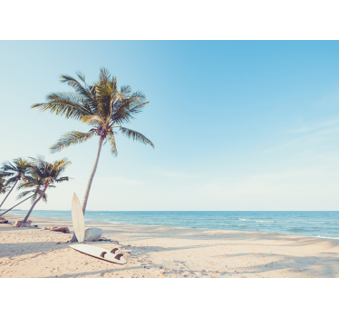 Tropisch strand met palmboom landschap fotobehang - TenStickers