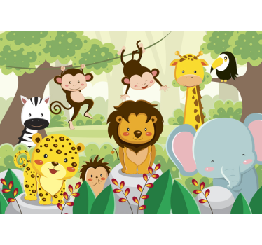 Fotobehang wilde dieren kinderen - TenStickers