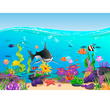 Onderwaterleven in zee foto behang kinderkamer - TenStickers