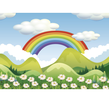 Fotobehang babykamer regenboog in natuur - TenStickers