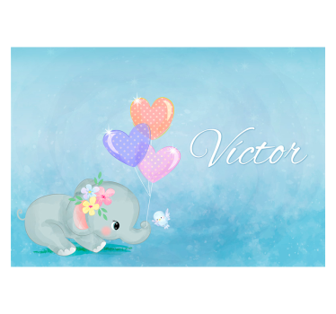 Fotobehang babykamer olifant met naam - TenStickers