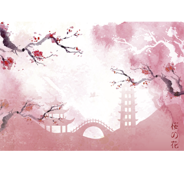 Fotobehang bloemen Japanse bloemen tuin - TenStickers