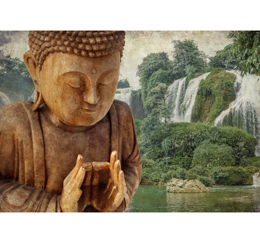 Zen ruimte fotobehang Boeddha hout - TenStickers