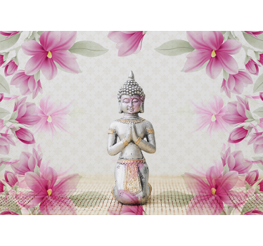 Zen ruimte fotobehang boeddha met bloemen - TenStickers