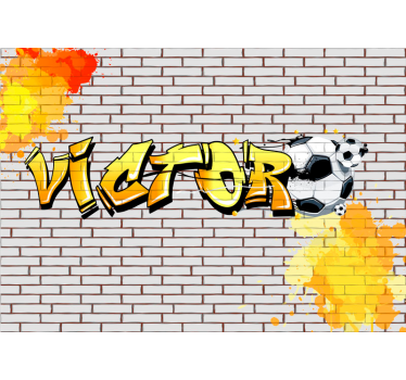 Voetbal op maat baksteen ontwerp Fotobehang graffiti - TenStickers