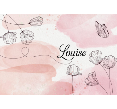 Fotowand Prachtige bloemen met naam - TenStickers