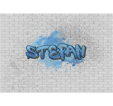 Slaapkamer fotobehang Blauwe graffiti - TenStickers
