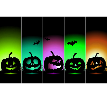 Fotobehang halloween pompoengezichten - TenStickers