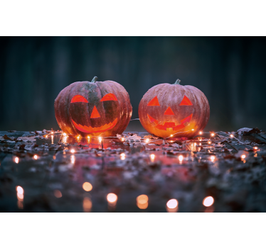 Gegraveerde pompoenstraling fotobehang halloween - TenStickers